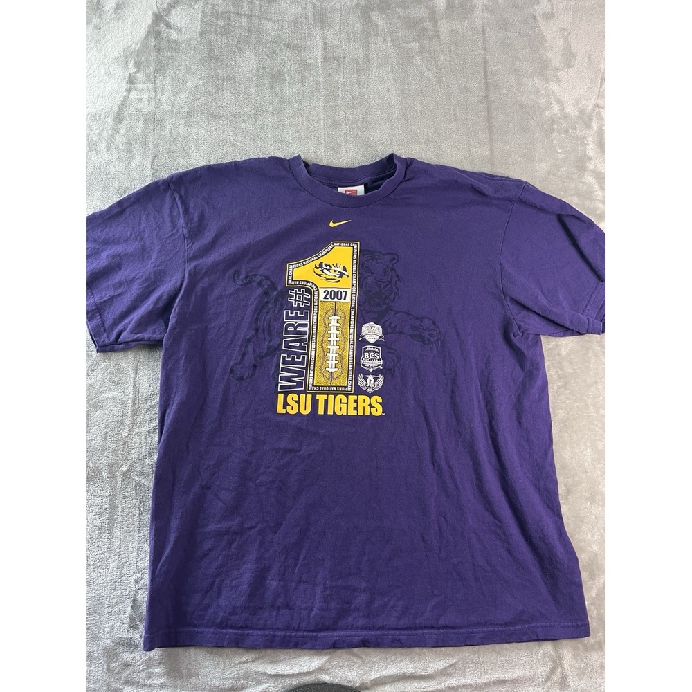 Nike Mens Shirt Xl Purple LSU Tiger 2007 National Champions Football